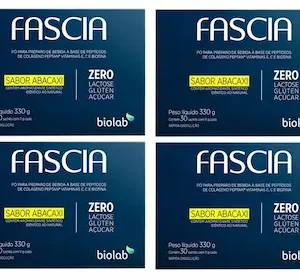 Kit 4 Caixas Fascia Colágeno Pele Jovem e Radiante 30 sachês Abacaxi